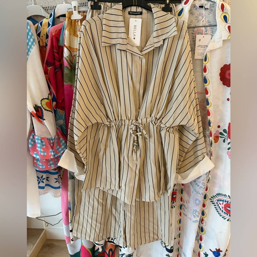 ShopEvelynne Striped Beige Pantsuit MADE IN ITALY